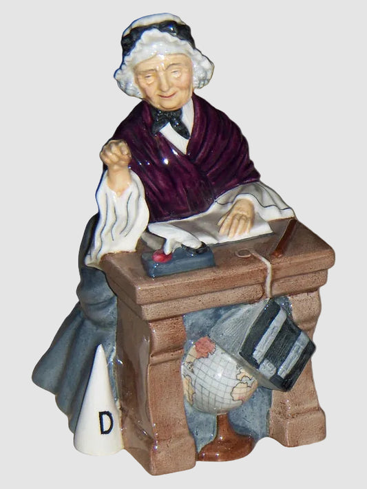 Royal Doulton Schoolmarm Figurine HN 2223 Margaret Davies Teacher Desk Globe Dunce Cap Vintage England Porcelain Bone China
