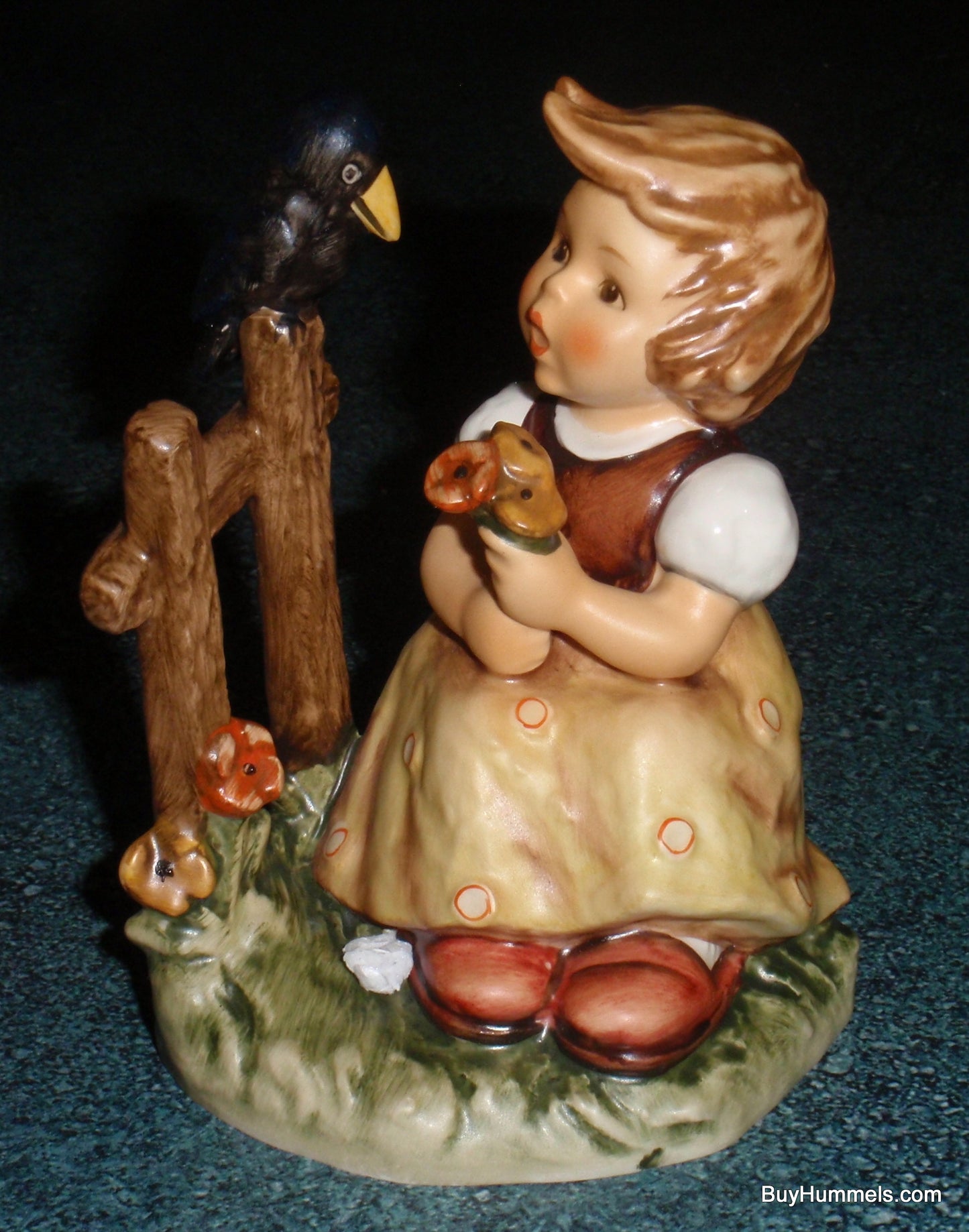 Goebel Hummel Figurine "Sing With Me" #405 - Girl Singing With Black Bird