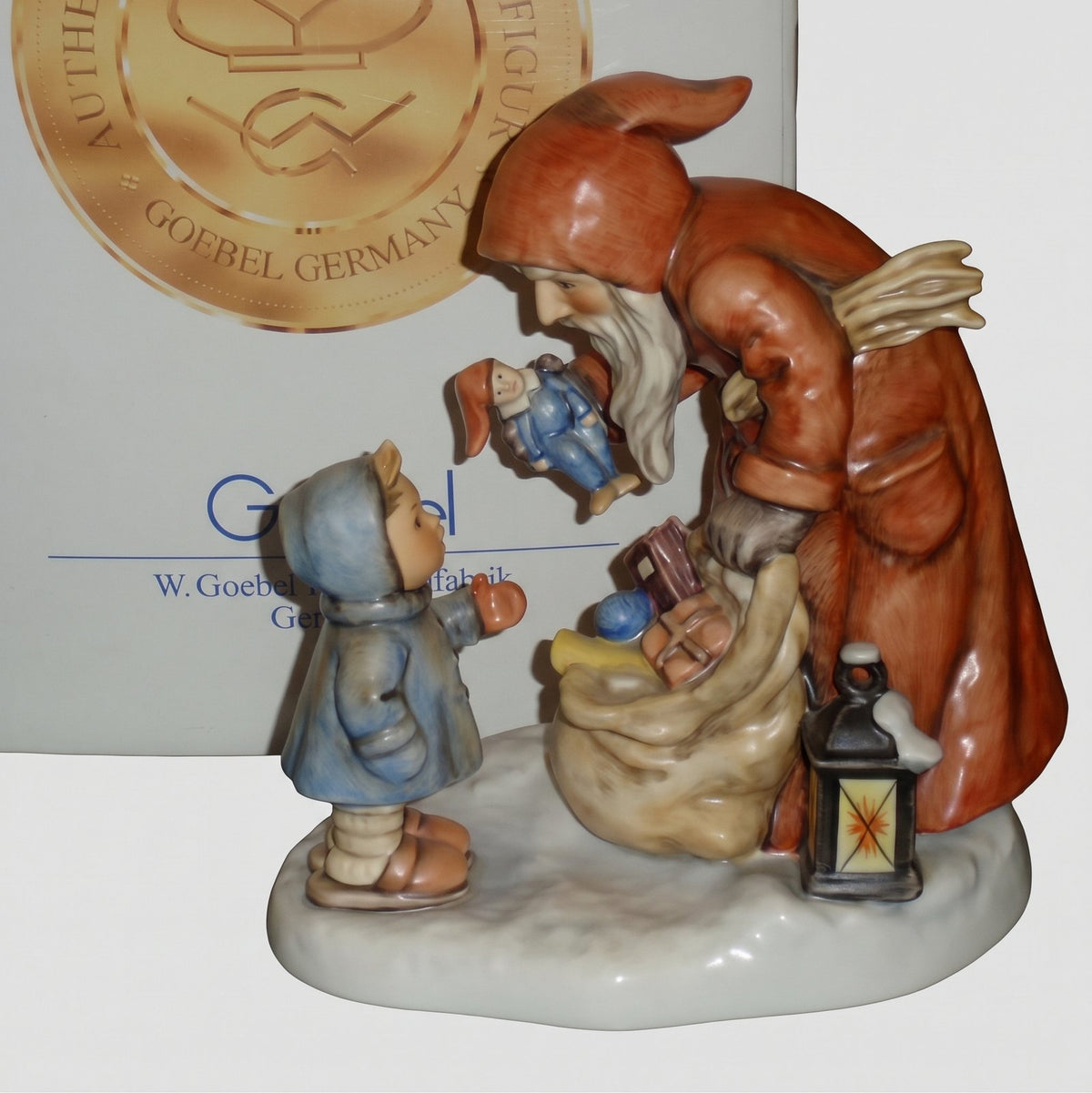 Goebel Hummel St Nicholas Day Figurine 2012 Nikolaustag Limited Edition Santa Claus Sack Little Girl Blue Coat Helmut Fischer Vintage Germany Porcelain With Original Box