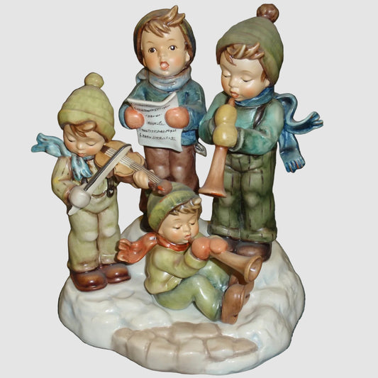 Goebel Hummel Strike Up The Band Figurine 668 Helmut Fischer Century Collection Boys Playing Instruments Winter Snow TMK-7 Vintage Germany Porcelain
