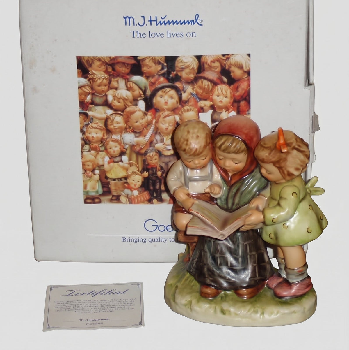 Goebel Hummel Storybook Time Figurine 458 TMK7 First Issue Märchenstunde Gerhard Skrobek Mother Children Reading Original Box Vintage Germany Porcelain
