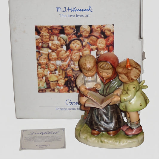 Goebel Hummel Storybook Time Figurine 458 TMK7 First Issue Märchenstunde Gerhard Skrobek Mother Children Reading Original Box Vintage Germany Porcelain