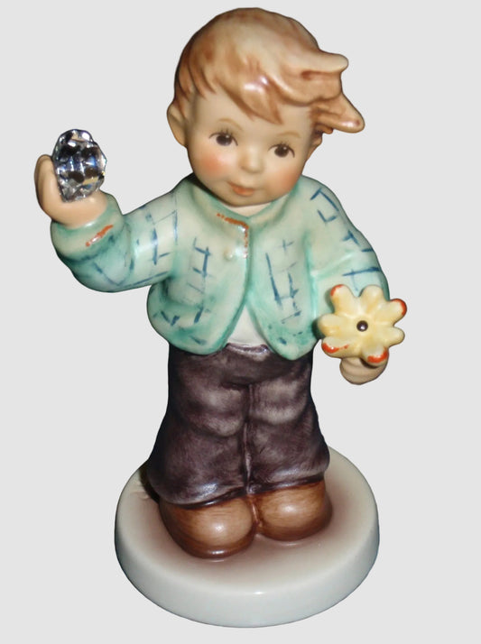 Goebel Hummel Sweetheart Figurine 2323 Boy Swarovski Crystal Yellow Flower Limited Edition TMK9 Vintage Germany