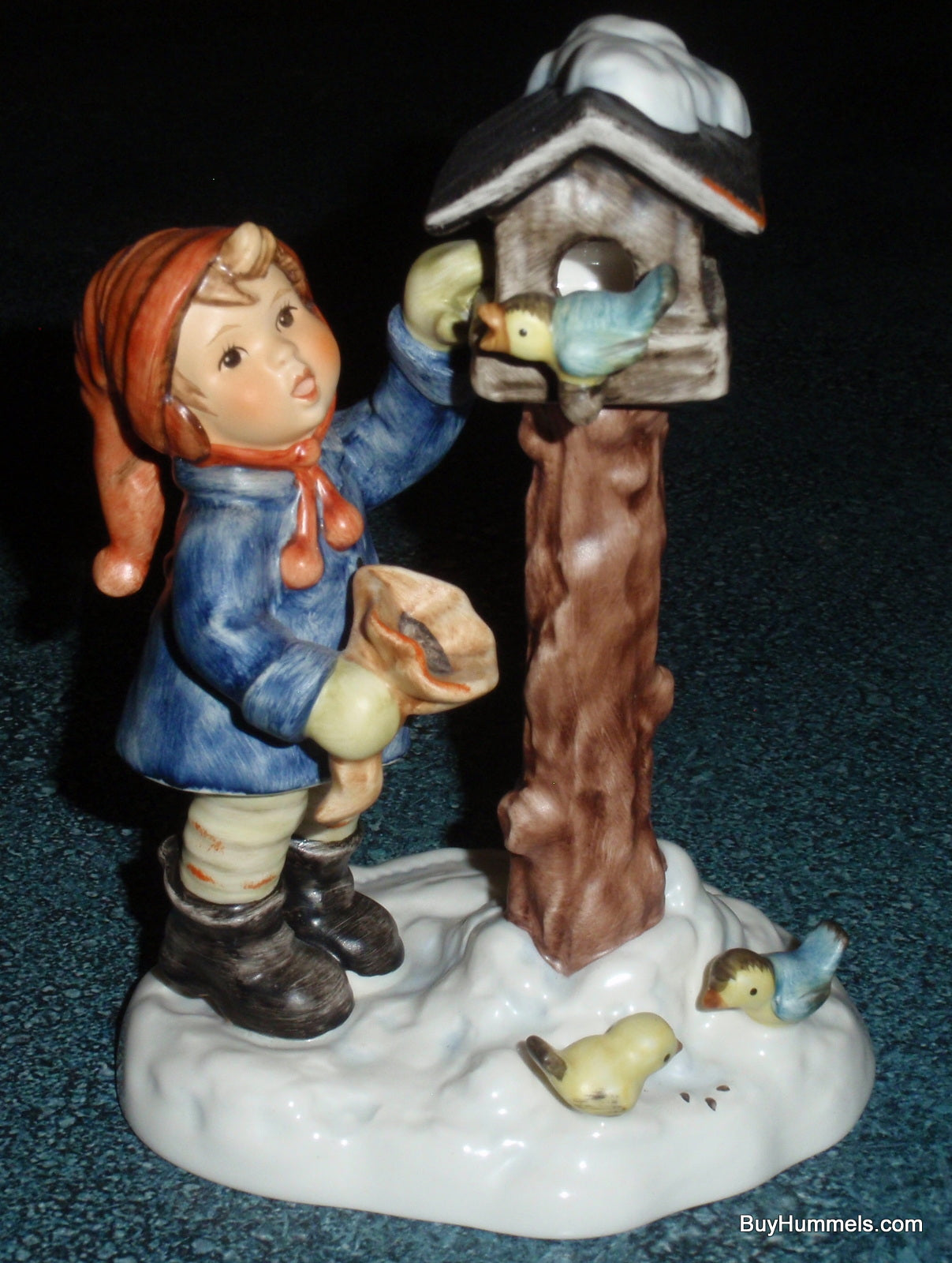 "THE BENEVOLENT BIRDFEEDER" Goebel Hummel Figurine #2187 Boy Feeding The Birds!