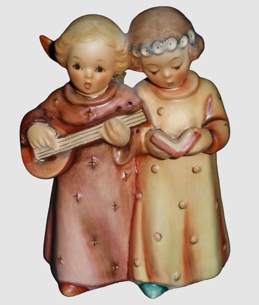 Angelic Song Goebel Hummel Angel Figurine 144 Reinhold Unger 1941 Dual Angels Singing Playing Lute Vintage Germany Porcelain