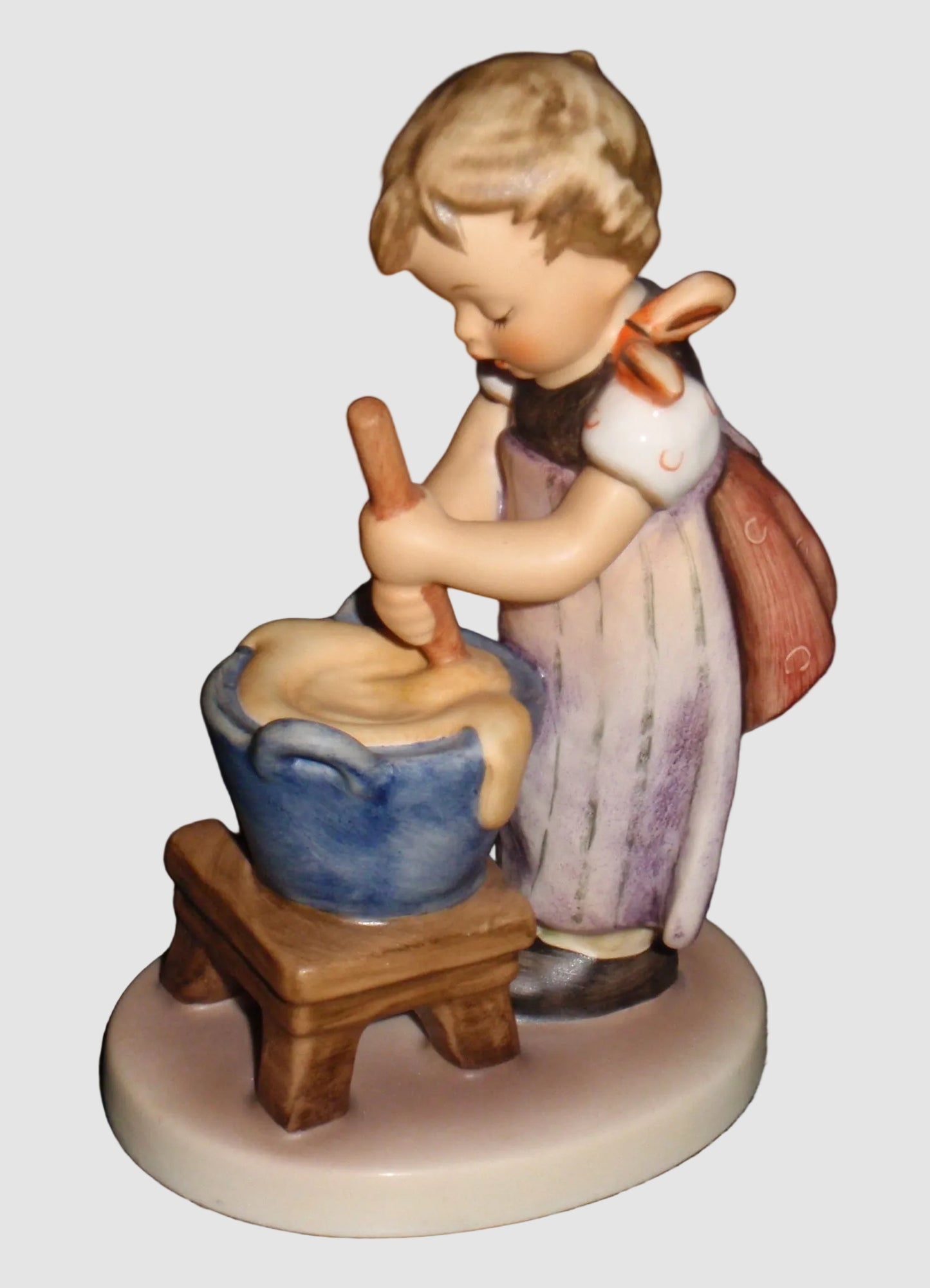 Goebel Hummel Figurine #330 Baking Day - Girl Mixing Recipe in Bowl - 5.25 Inches Tall - Gerhard Skrobek Master Sculptor - Excellent Condition