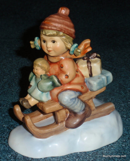 "Christmas Delivery" Holiday Goebel Hummel Figurine #2014 2/0 - Little Girl Sledding With Christmas Presents!