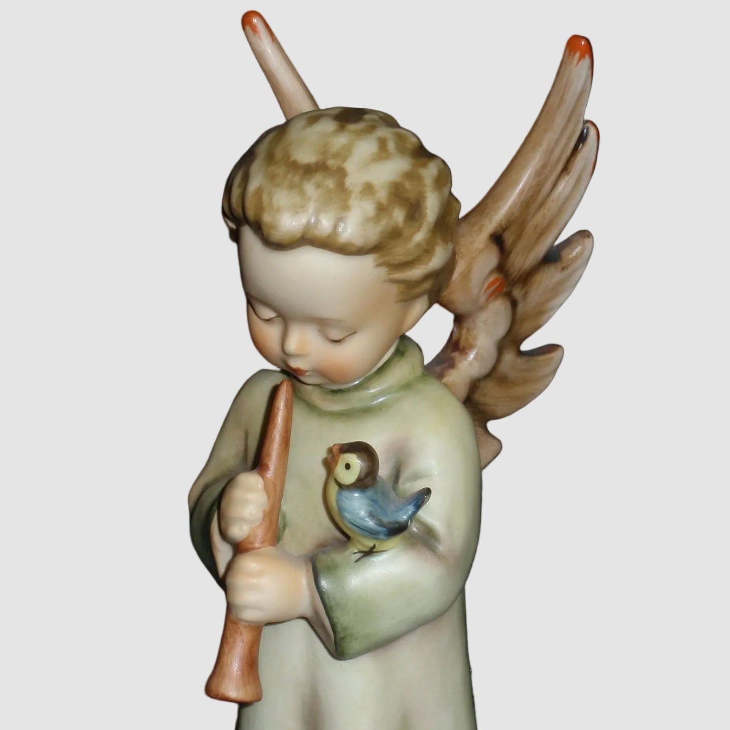 Goebel Hummel Festival Harmony Flute Figurine 173/0 Adventsengel mit Flote Angel Wings Bluebird Large Vintage Germany Porcelain