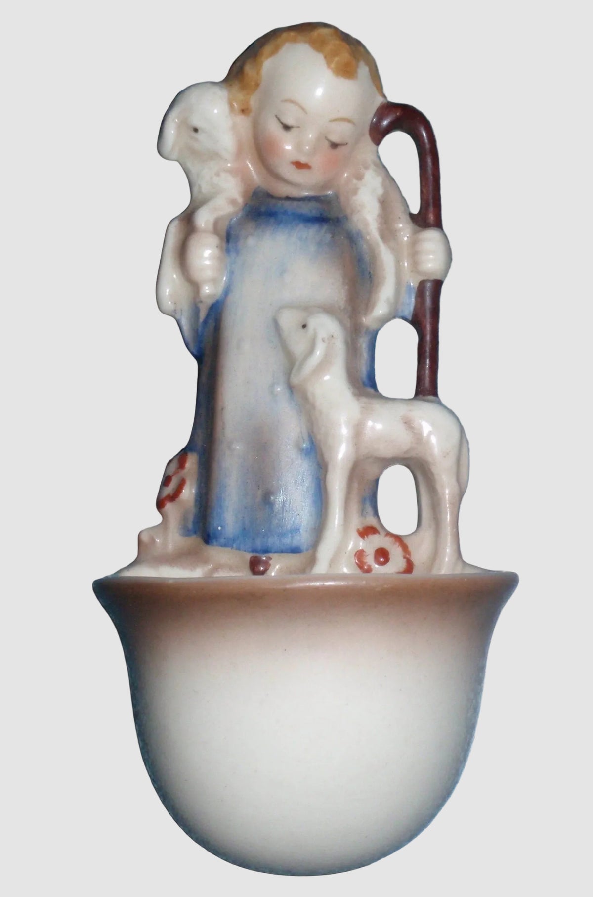 "Good Shepherd" Goebel Hummel Holy Water Font #35/0 TMK1 Incised Crown (4.5")