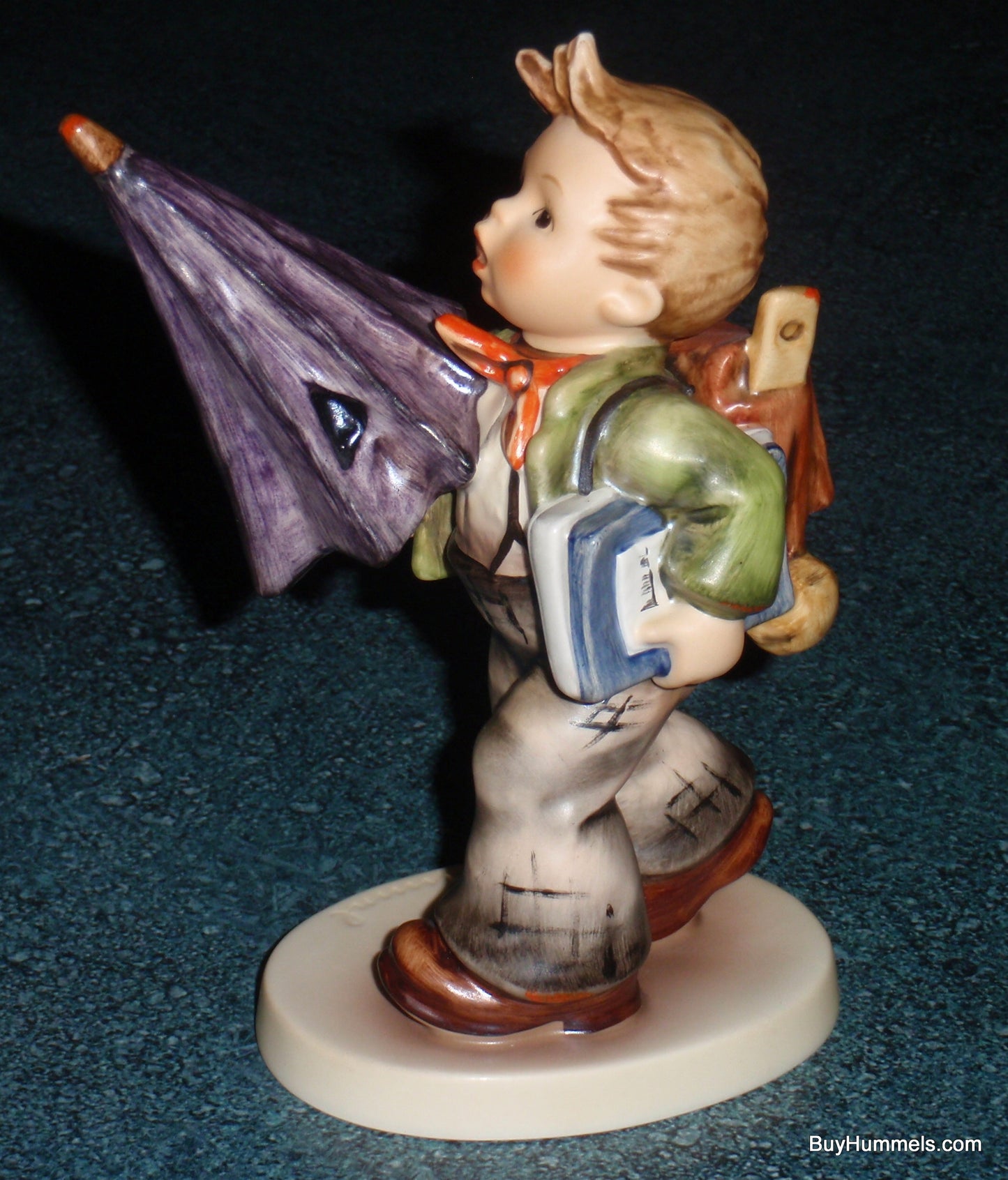 "Is It Raining?" Goebel Hummel Figurine #420 - Boy With Big Umbrella!
