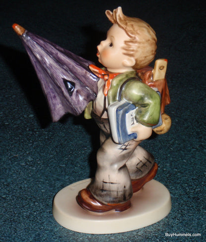 "Is It Raining?" Goebel Hummel Figurine #420 - Boy With Big Umbrella!