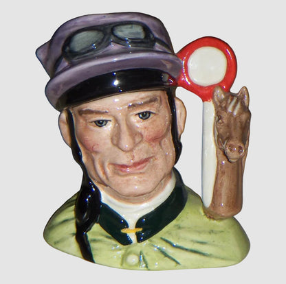 Royal Doulton The Jockey Character Jug D6877 Stanley James Taylor Horse Handle Toby Jug Vintage England Porcelain