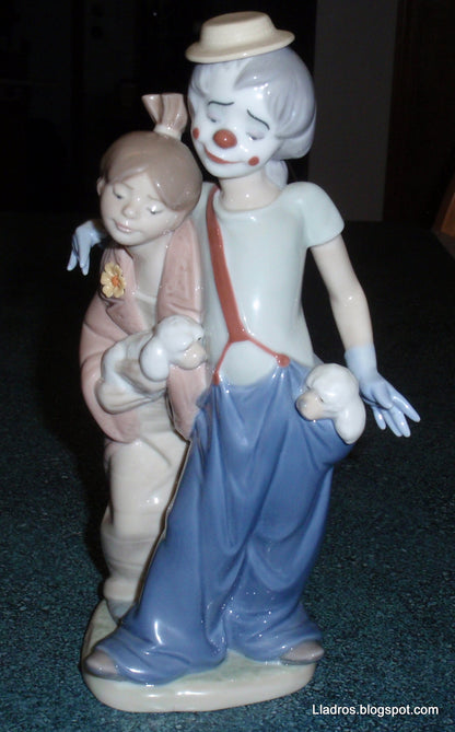 "Pals Forever" Clown With Puppies Lladro Figurine Model #7685
