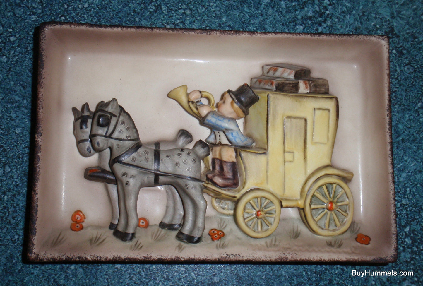 Goebel Hummel The Mail is Here Wall Plaque 140 Horse Carriage Boy Horn Die Post ist da Arthur Moeller Vintage Germany