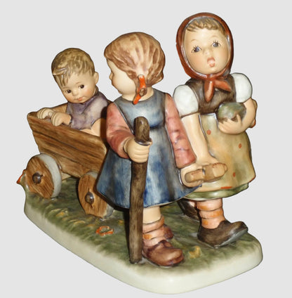 Goebel Hummel Pleasant Journey Figurine 406 TMK6 Frohe Fahrt Century Collection Gerhard Skrobek Children Wagon Vintage Germany Porcelain