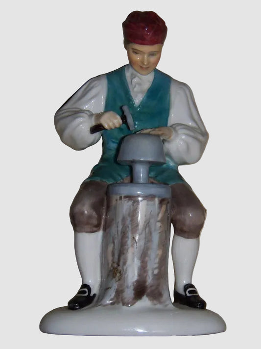 Royal Doulton The Silversmith of Williamsburg Figurine HN2208 Artisan Hammer Anvil 1959 Vintage England Porcelain