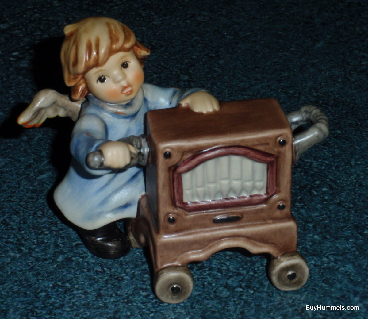 "Sounds Of Joy" Goebel Hummel Angel Figurine #2135/F - Angel In Blue Dress Making Music!