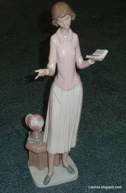 Lladro 6659 Todays Lesson Teacher with Globe and Book Porcelain Figurine