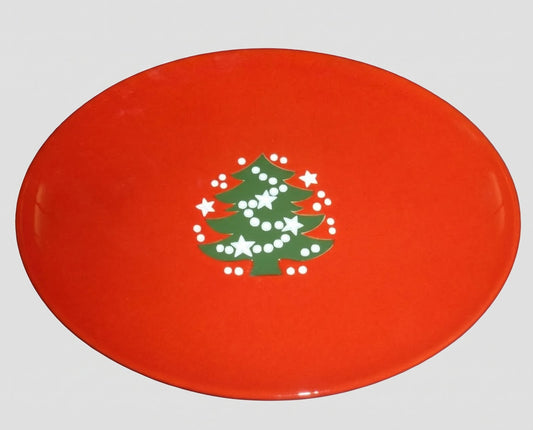 Waechtersbach Red Christmas Tree Large Oval Platter Holiday Serving Dish Vintage Germany Ceramic New With Tag