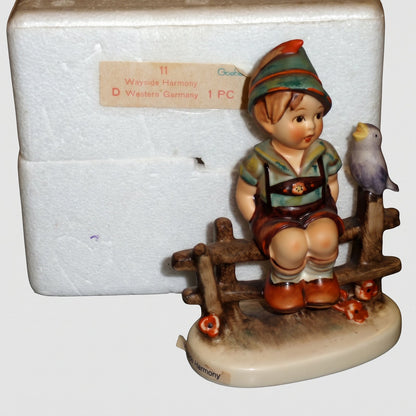 Goebel Hummel Wayside Harmony Figurine 111 I Large Boy Fence Purple Songbird Reinhold Unger Vintage Germany Porcelain New In Box