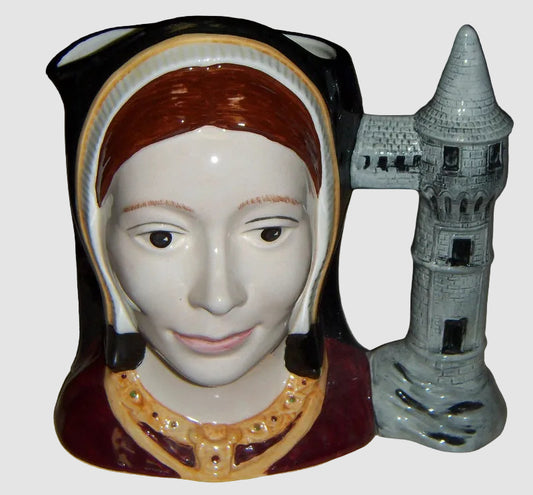 Royal Doulton Catherine Of Aragon Character Jug D6643 Large Queen Tower Handle Six Wives of Henry VIII Toby Jug Vintage England Porcelain Bone China