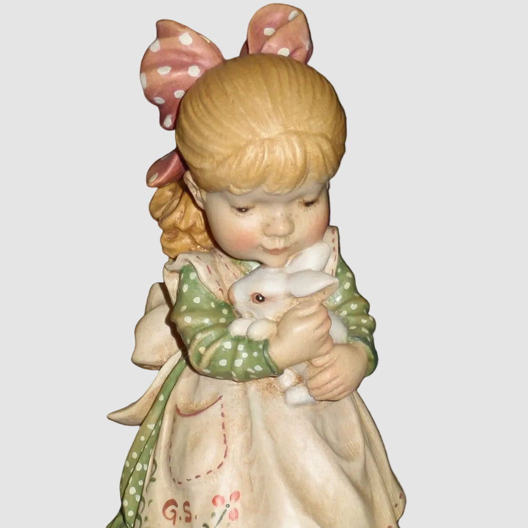 "Spring Delight" ANRI Sarah Kay ITALY Limited Edition 6" Signed Figurine With Box - Little Girl With Bunny In Her Arms - Easter Gift!
