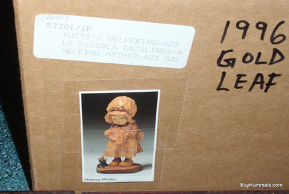"Helping Mother" ARTIST PROOF Anri GOLD LEAF Sarah Kay Wood Figurine With Original Display Case!