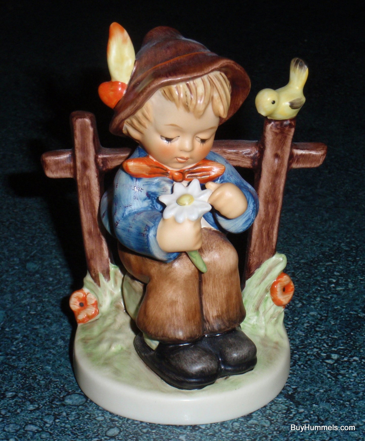 "She Loves Me, She Loves Me Not" Goebel Hummel Figurine #174 - Closed Eyes