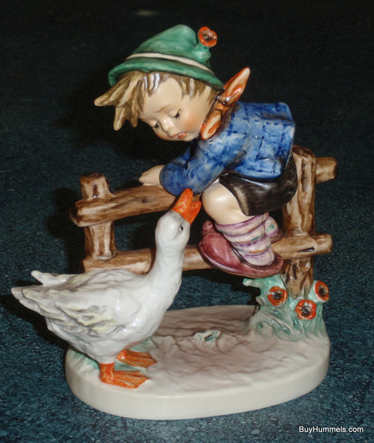 "Barnyard Hero" Goebel Hummel Figurine #195/I - Boy On Fence With Duck!