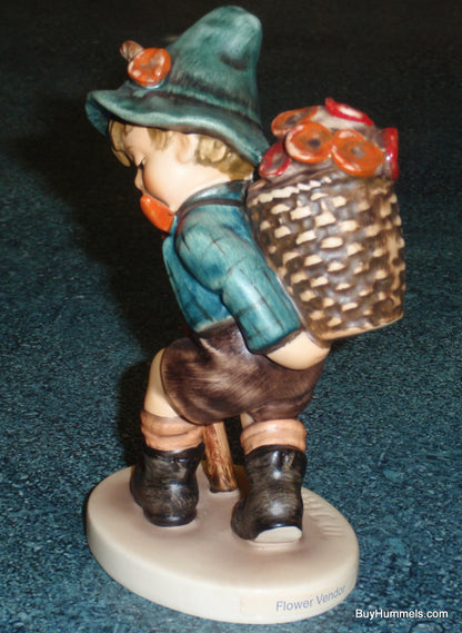 "Flower Vendor" #381 Goebel Hummel Figurine - Little Boy With BIG Basket Of Flowers!