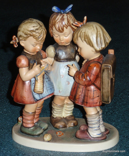 "School Girls" Goebel Hummel Figurine #177/I - Three Girls Learning Knitting!