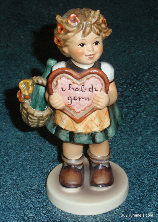 "Valentine Gift" Goebel Hummel Figurine #387 Girl With Wine And Heart