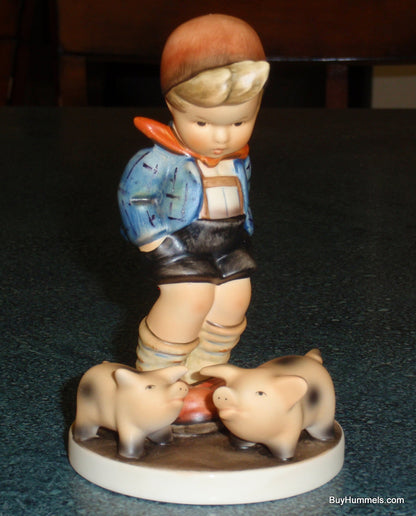 "Farm Boy" Goebel Hummel Figurine #66 - Little Boy With Piglets!