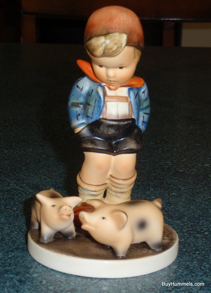 "Farm Boy" Goebel Hummel Figurine #66 - Little Boy With Piglets!