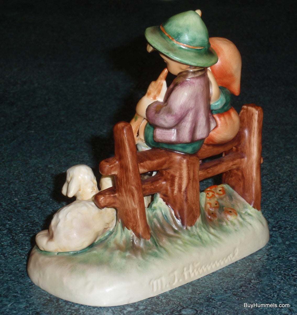 Goebel Hummel Figurine "Eventide" #99 TMK5 - Boy And Girl On Fence With Sheep!